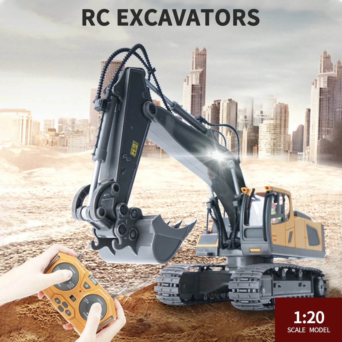RC Excavator 1/20 2.4GHz 11CH Educational Construction Toy - ToylandEU