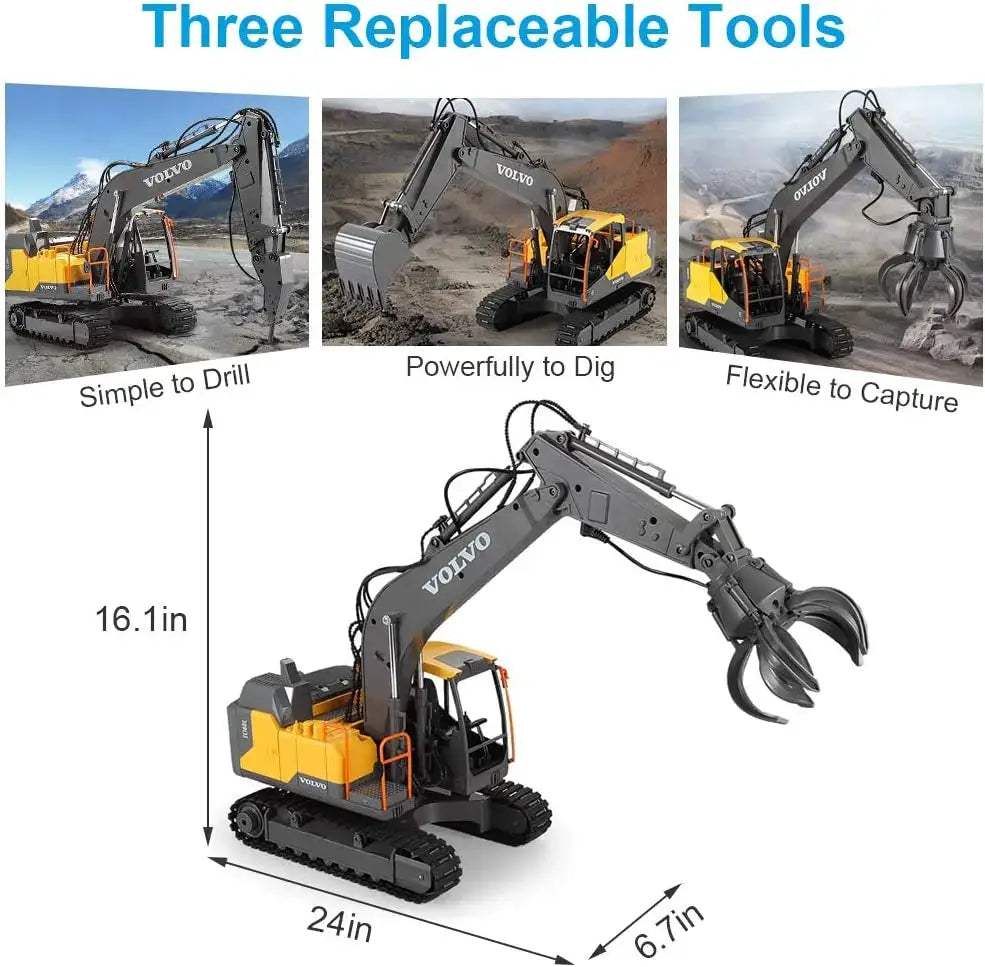  RC Excavator CE Certified 3in1 Alloy Digger Toy -  ToylandEU™
