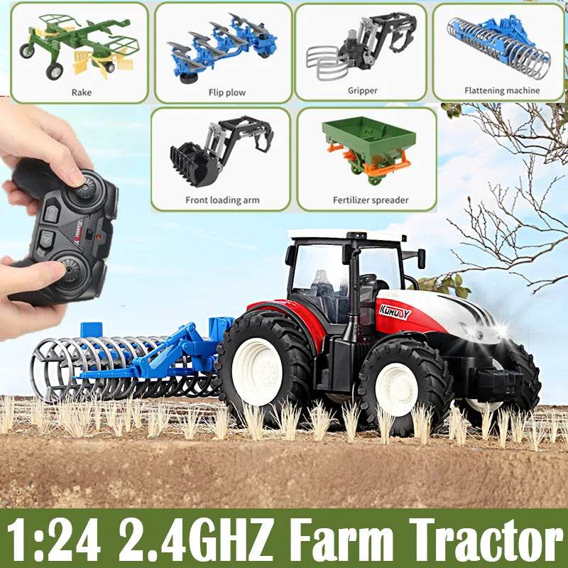 RC Farm King - 1/24 Scale Adventure-Ready RC Tractor with High-Grip Tires - ToylandEU