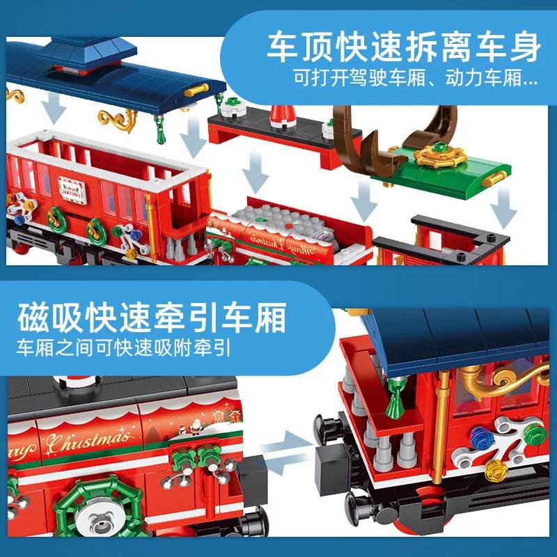 RC Festive RC Rail Car Building Blocks - High-Tech Christmas Toy Set - ToylandEU