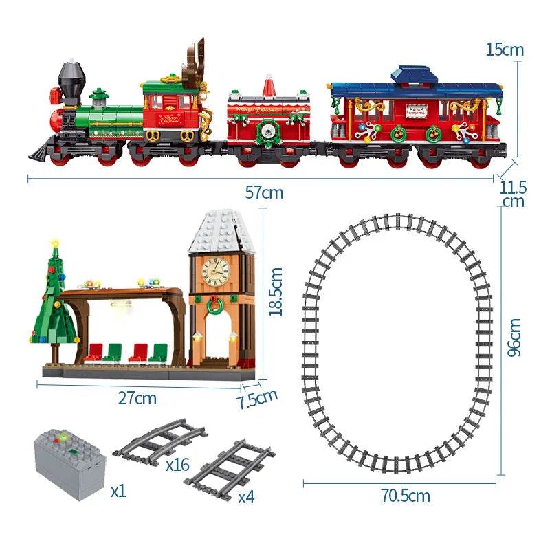 RC Festive RC Rail Car Building Blocks - High-Tech Christmas Toy Set - ToylandEU