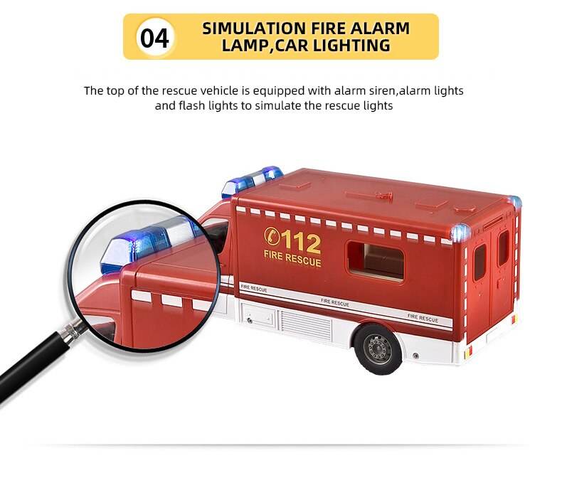 RC Firefighter RC Truck - 1:18 Scale, 2.4G Remote Control Rescue Vehicle - ToylandEU