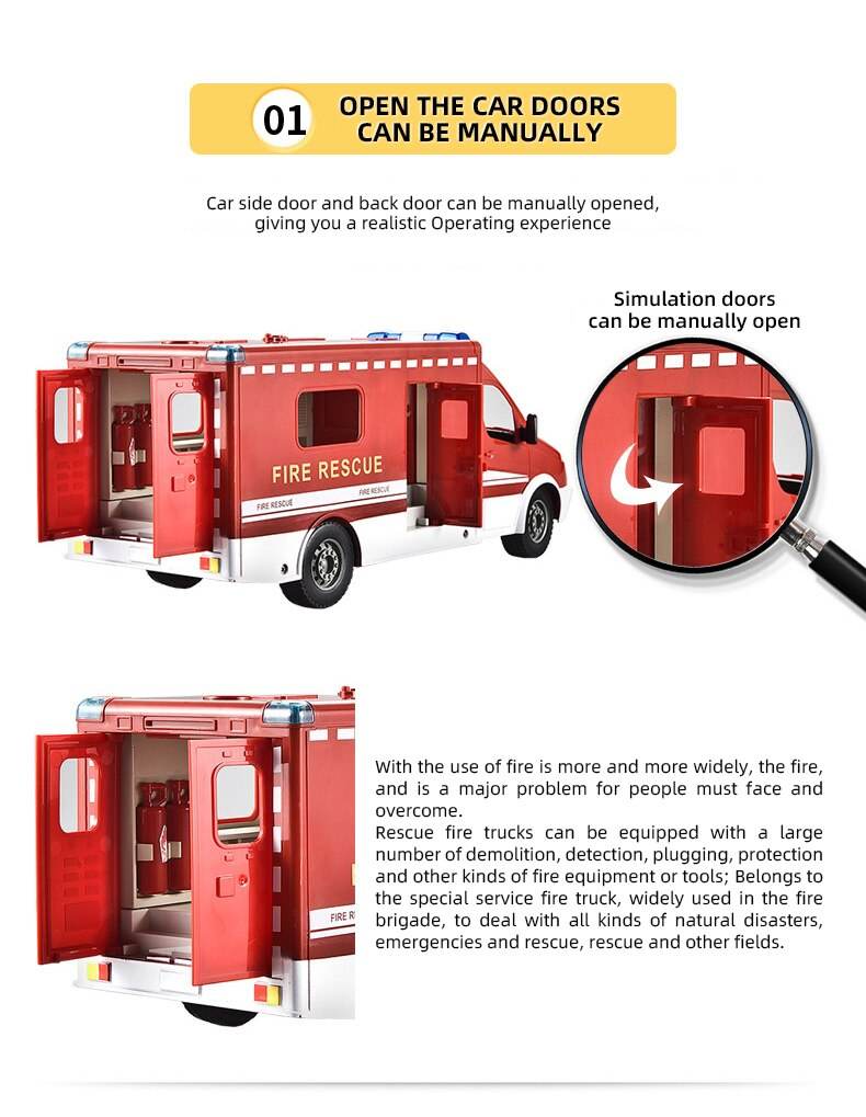 RC Firefighter RC Truck - 1:18 Scale, 2.4G Remote Control Rescue Vehicle - ToylandEU