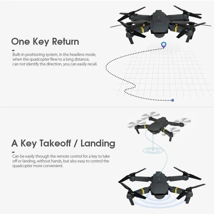 RC Foldable E58 RC Drone with WiFi FPV, Altitude Hold & HD Camera Options - ToylandEU