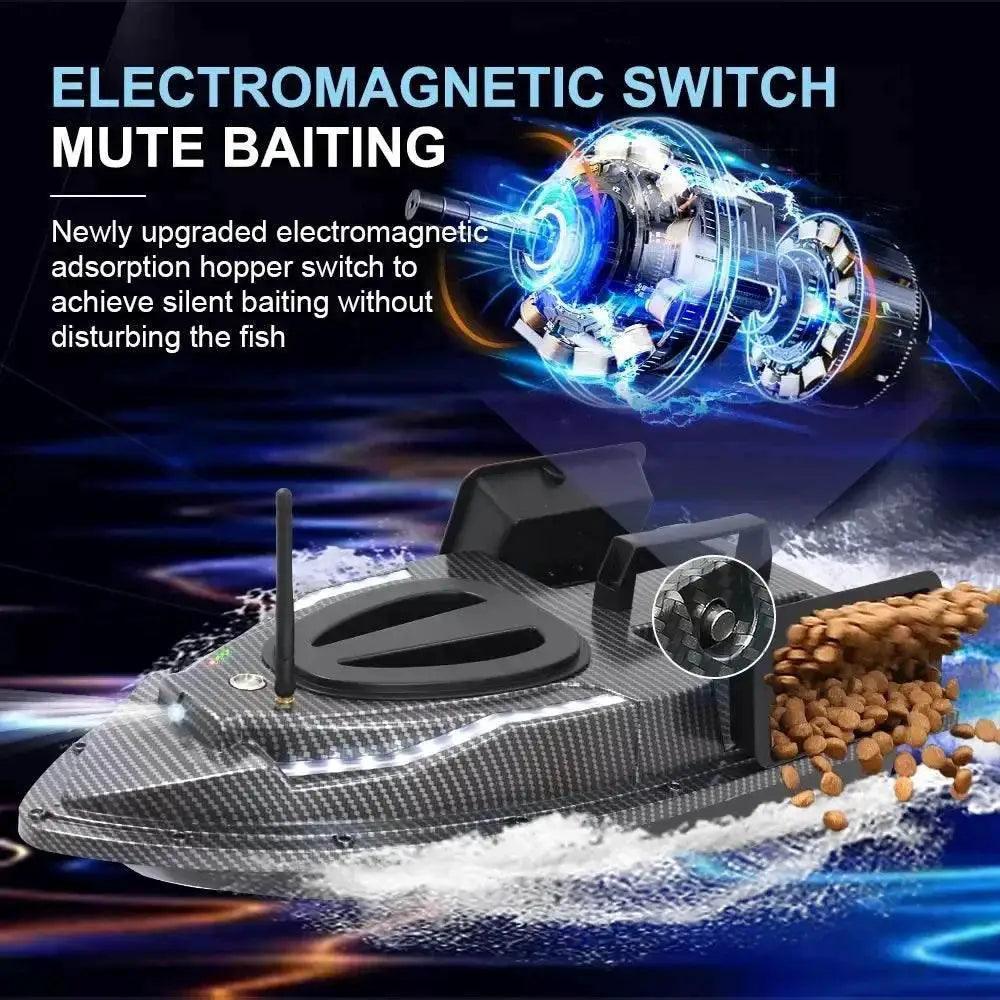  RC V900 GPS Remote Control Bait Boat with 40 Fishing Points, 500M Range, 2 Hoppers, and 1.5KG Weight - Ideal for Night Fishing -  ToylandEU™