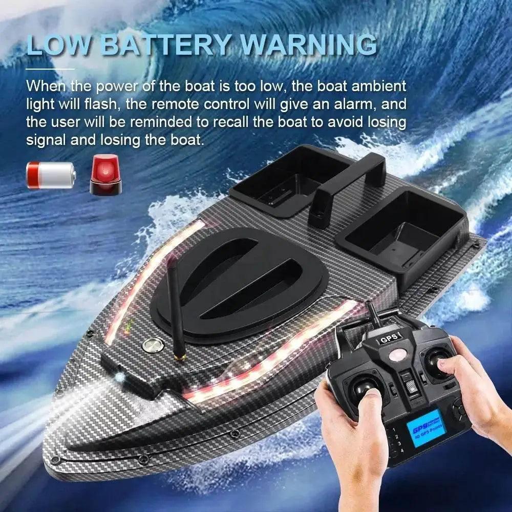  RC V900 GPS Remote Control Bait Boat with 40 Fishing Points, 500M Range, 2 Hoppers, and 1.5KG Weight - Ideal for Night Fishing -  ToylandEU™