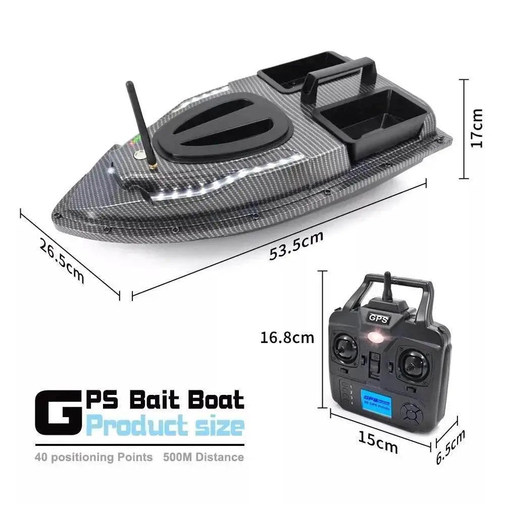  RC V900 GPS Remote Control Bait Boat with 40 Fishing Points, 500M Range, 2 Hoppers, and 1.5KG Weight - Ideal for Night Fishing -  ToylandEU™
