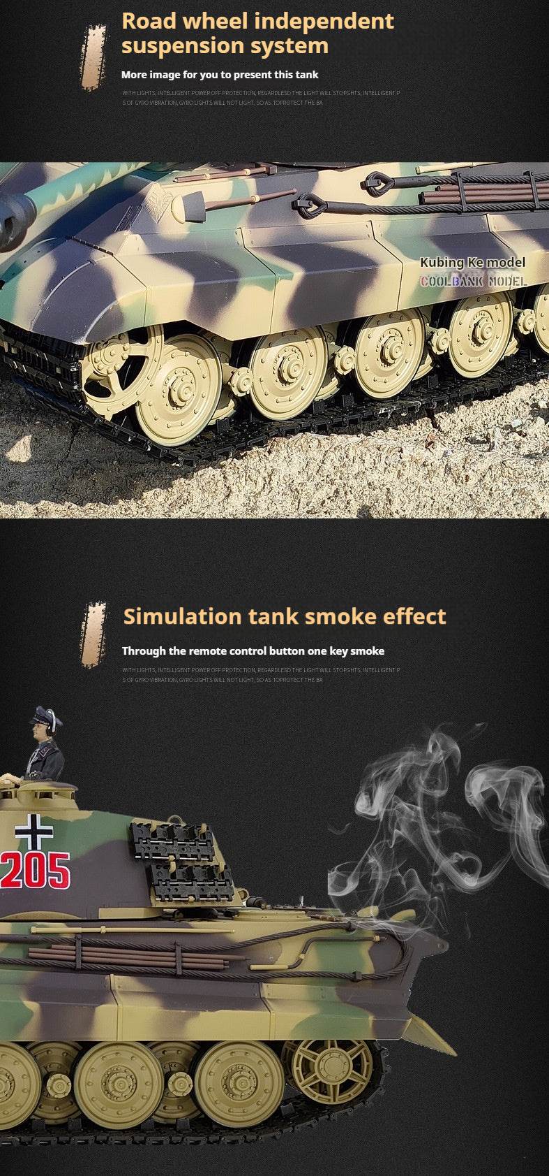 RC German Heavy Remote Control Tank Model - Tiger King Henschel 2.4G Multifunctional Toy - ToylandEU