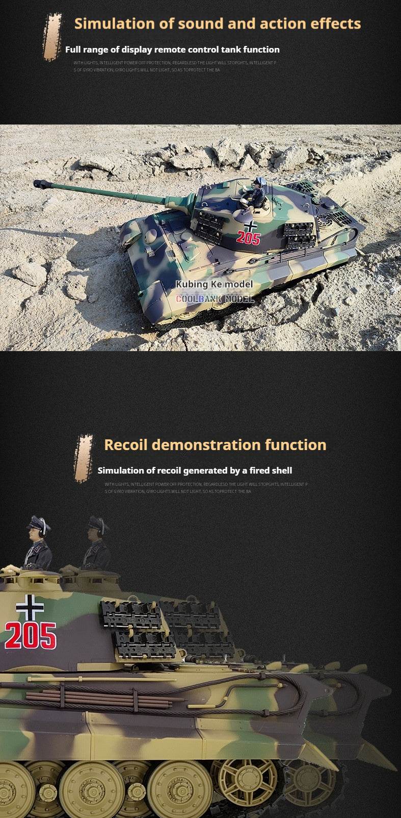 RC German Heavy Remote Control Tank Model - Tiger King Henschel 2.4G Multifunctional Toy - ToylandEU