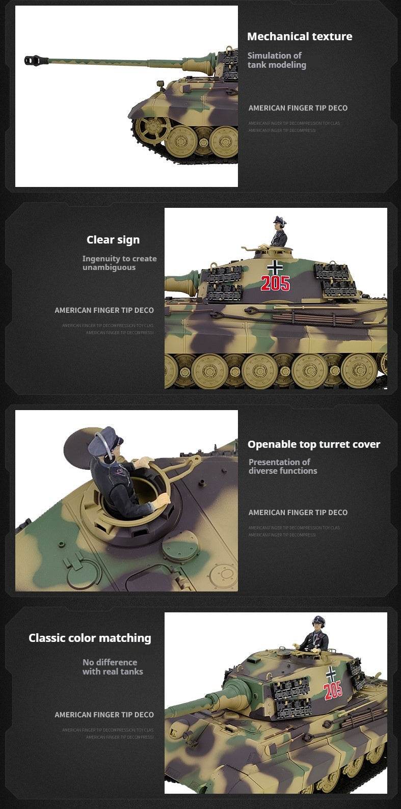 RC German Heavy Remote Control Tank Model - Tiger King Henschel 2.4G Multifunctional Toy - ToylandEU