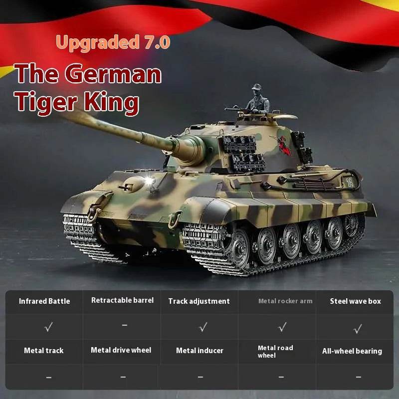 RC German Heavy Remote Control Tank Model - Tiger King Henschel 2.4G Multifunctional Toy - ToylandEU