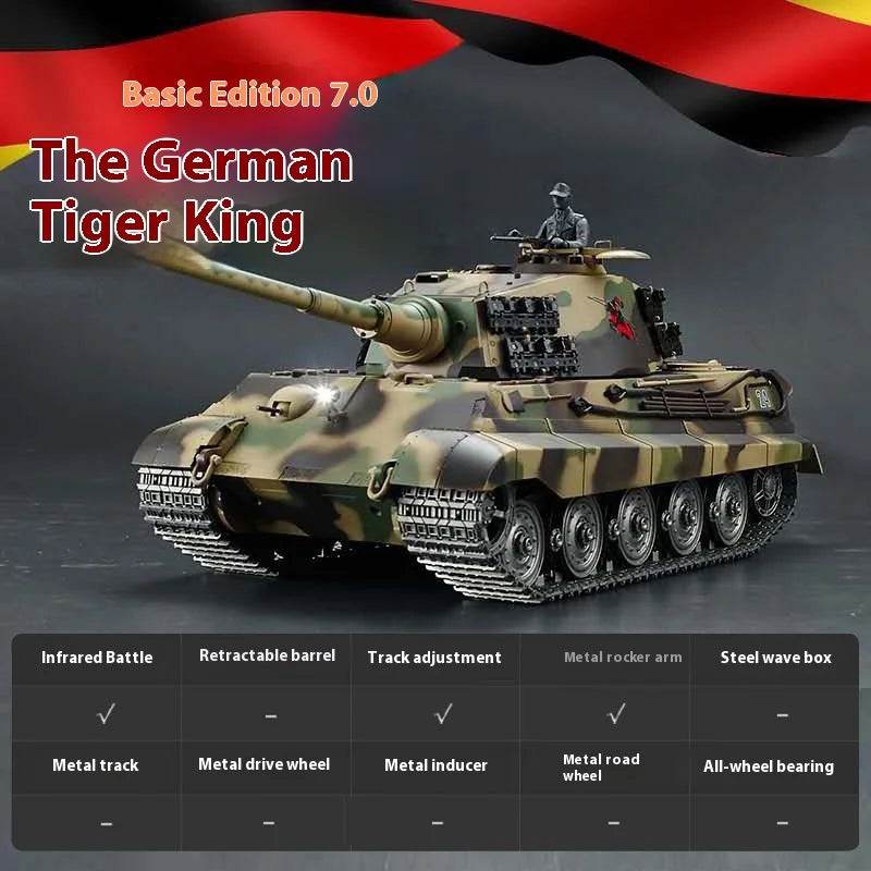 RC German Heavy Remote Control Tank Model - Tiger King Henschel 2.4G Multifunctional Toy - ToylandEU