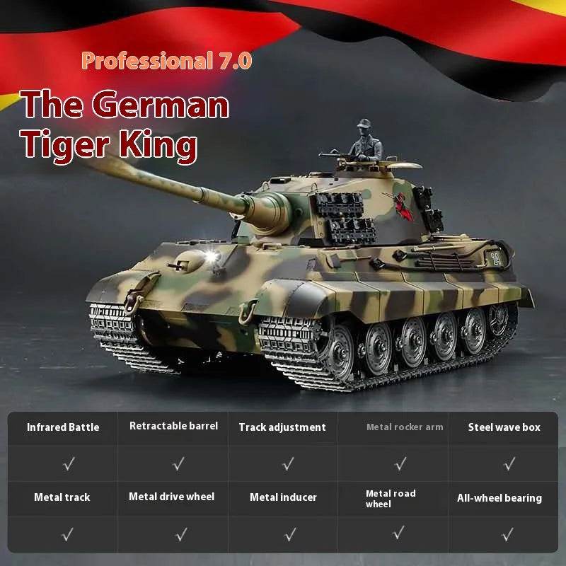RC German Heavy Remote Control Tank Model - Tiger King Henschel 2.4G Multifunctional Toy - ToylandEU