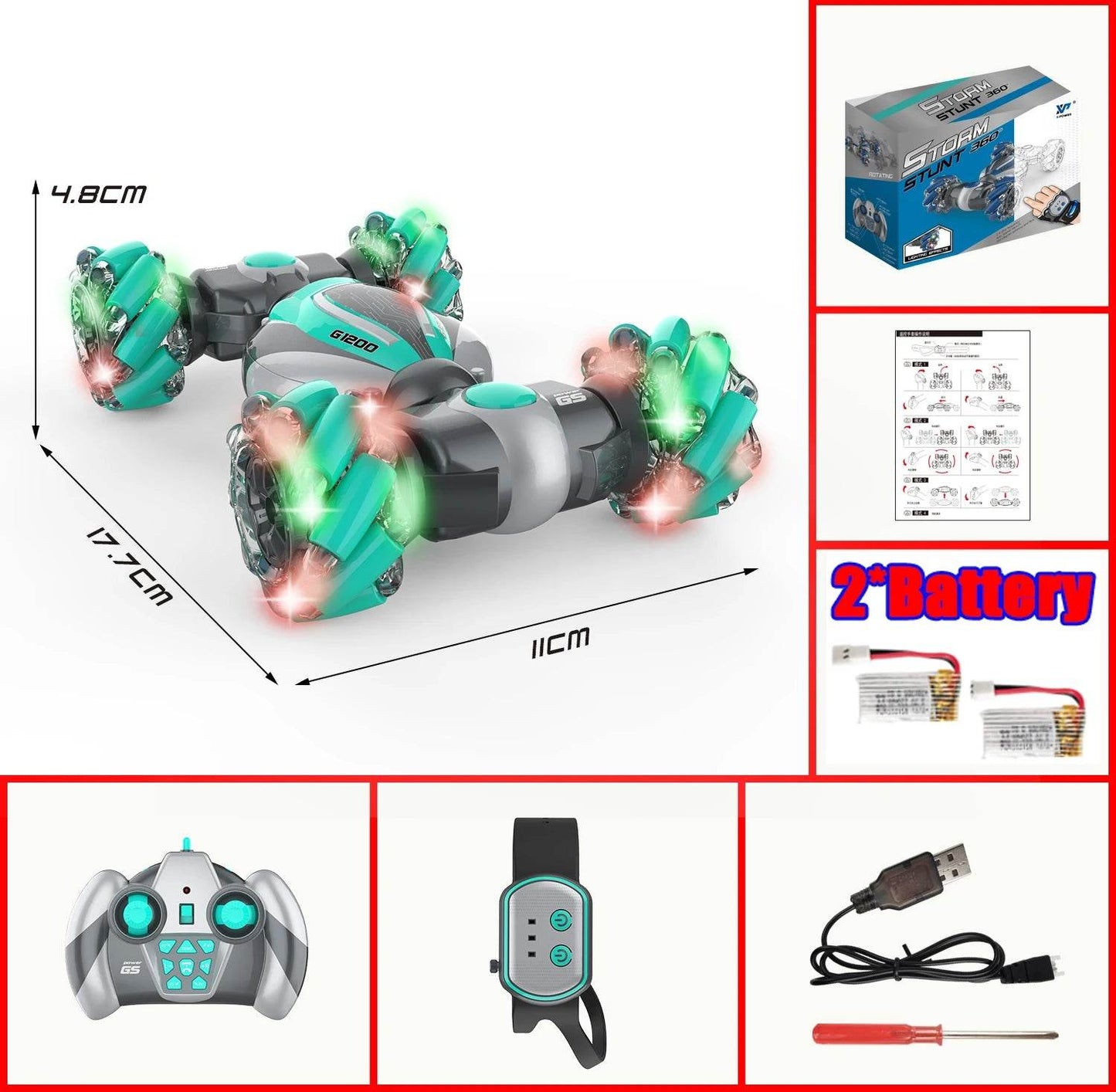 RC Gesture Sensing Kids Stunt Car - 4WD Drift Toy with 360° Rotation and 2.4GHz Remote Control - ToylandEU