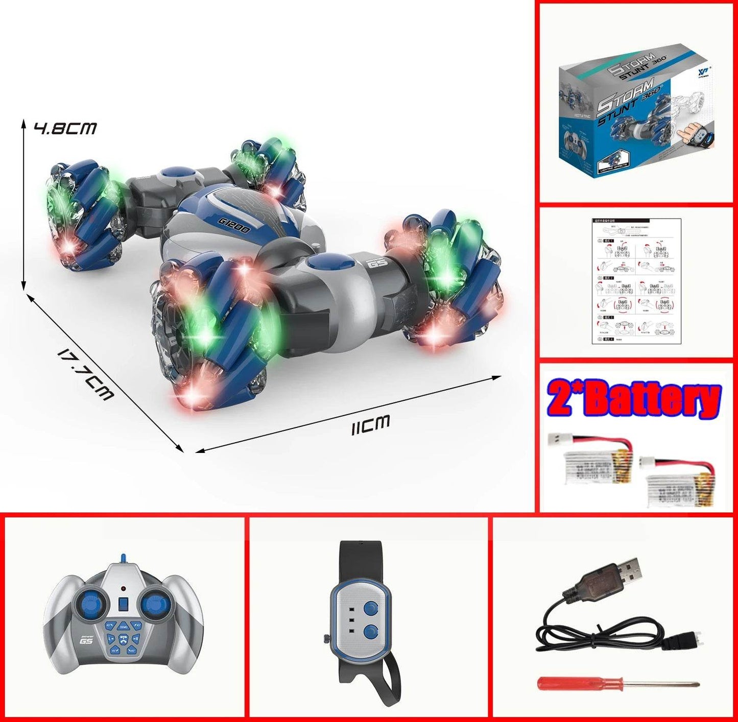 RC Gesture Sensing Kids Stunt Car - 4WD Drift Toy with 360° Rotation and 2.4GHz Remote Control - ToylandEU