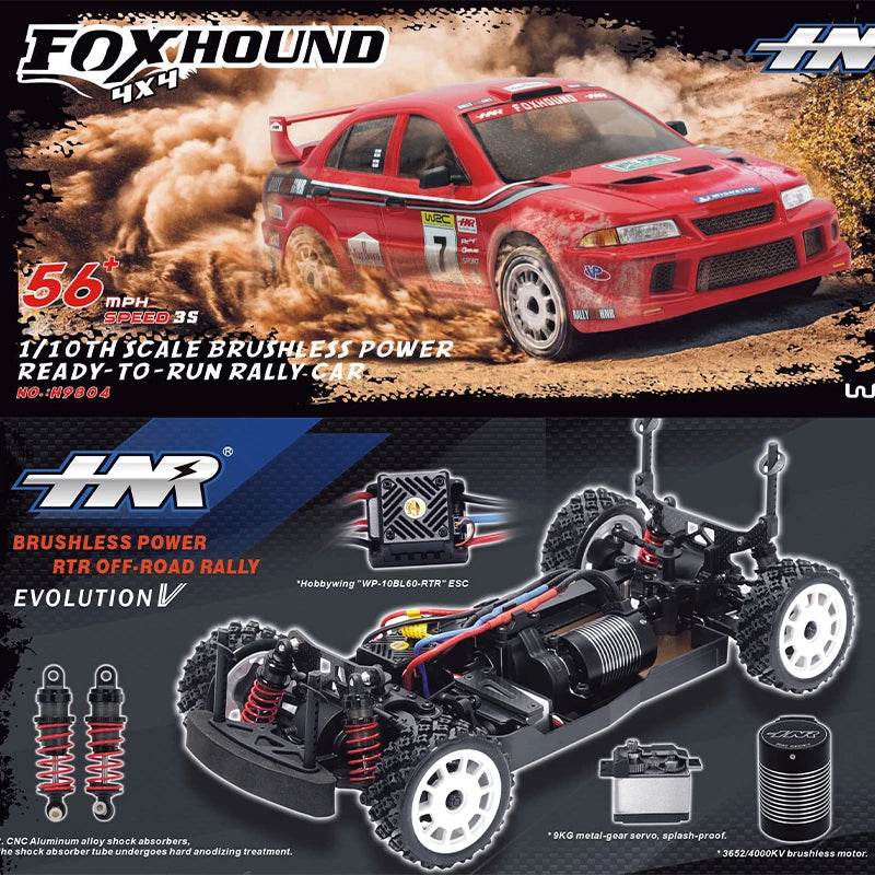 RC HNR H9804 FOXHOUND 1/10 Scale Brushless 4WD RC Drift Car - 90KM/H High-Speed Racing Adventure! - ToylandEU
