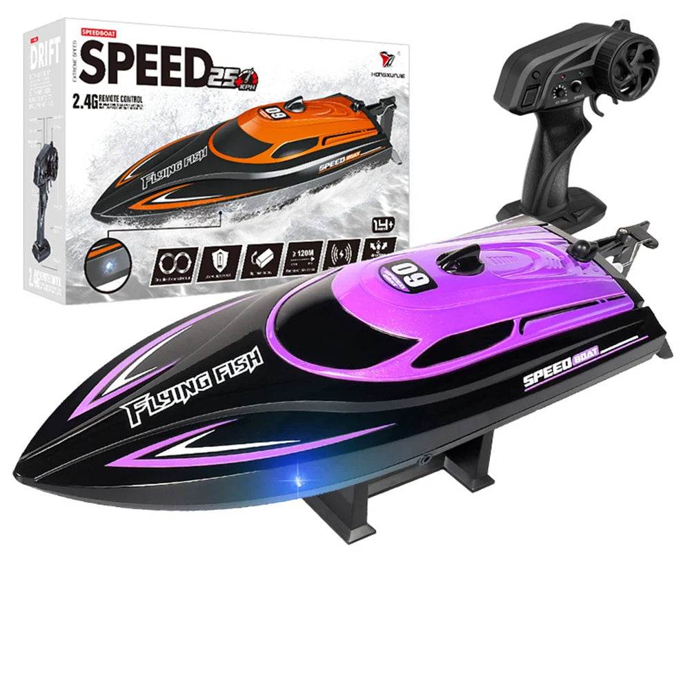 RC HXJRC HJ812 2.4G Remote Control High-Speed LED Speedboat – 25km/h Electric Racing Boat for Lakes and Pools - ToylandEU