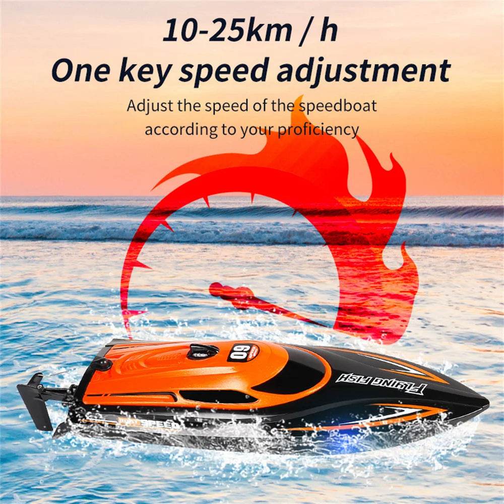RC HXJRC HJ812 2.4G Remote Control High-Speed LED Speedboat – 25km/h Electric Racing Boat for Lakes and Pools - ToylandEU