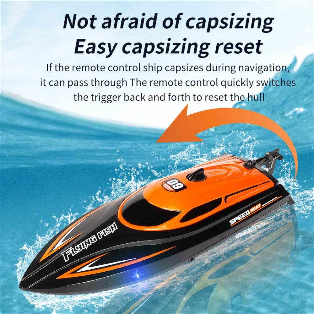 RC HXJRC HJ812 2.4G Remote Control High-Speed LED Speedboat – 25km/h Electric Racing Boat for Lakes and Pools - ToylandEU