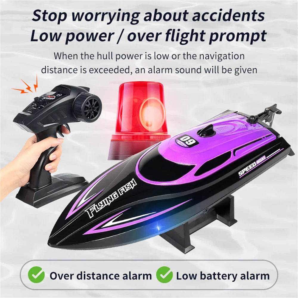 RC HXJRC HJ812 2.4G Remote Control High-Speed LED Speedboat – 25km/h Electric Racing Boat for Lakes and Pools - ToylandEU