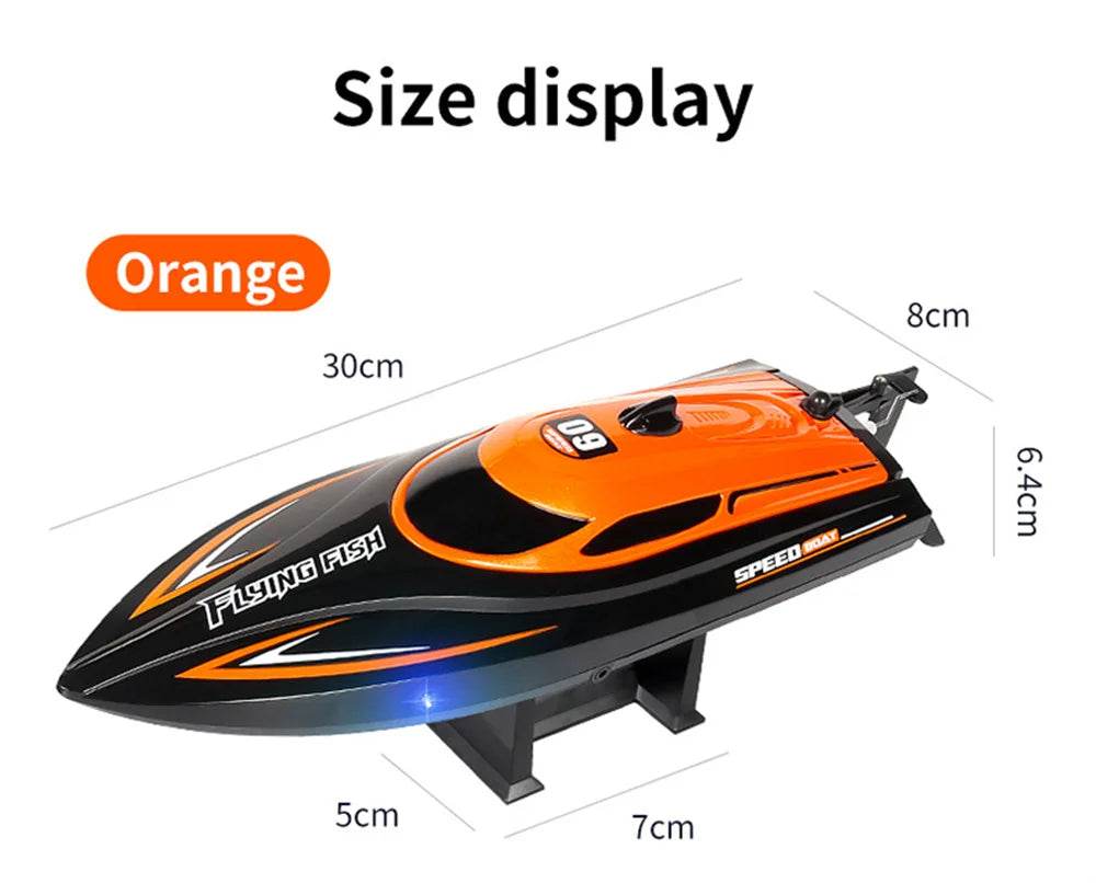 RC HXJRC HJ812 2.4G Remote Control High-Speed LED Speedboat – 25km/h Electric Racing Boat for Lakes and Pools - ToylandEU