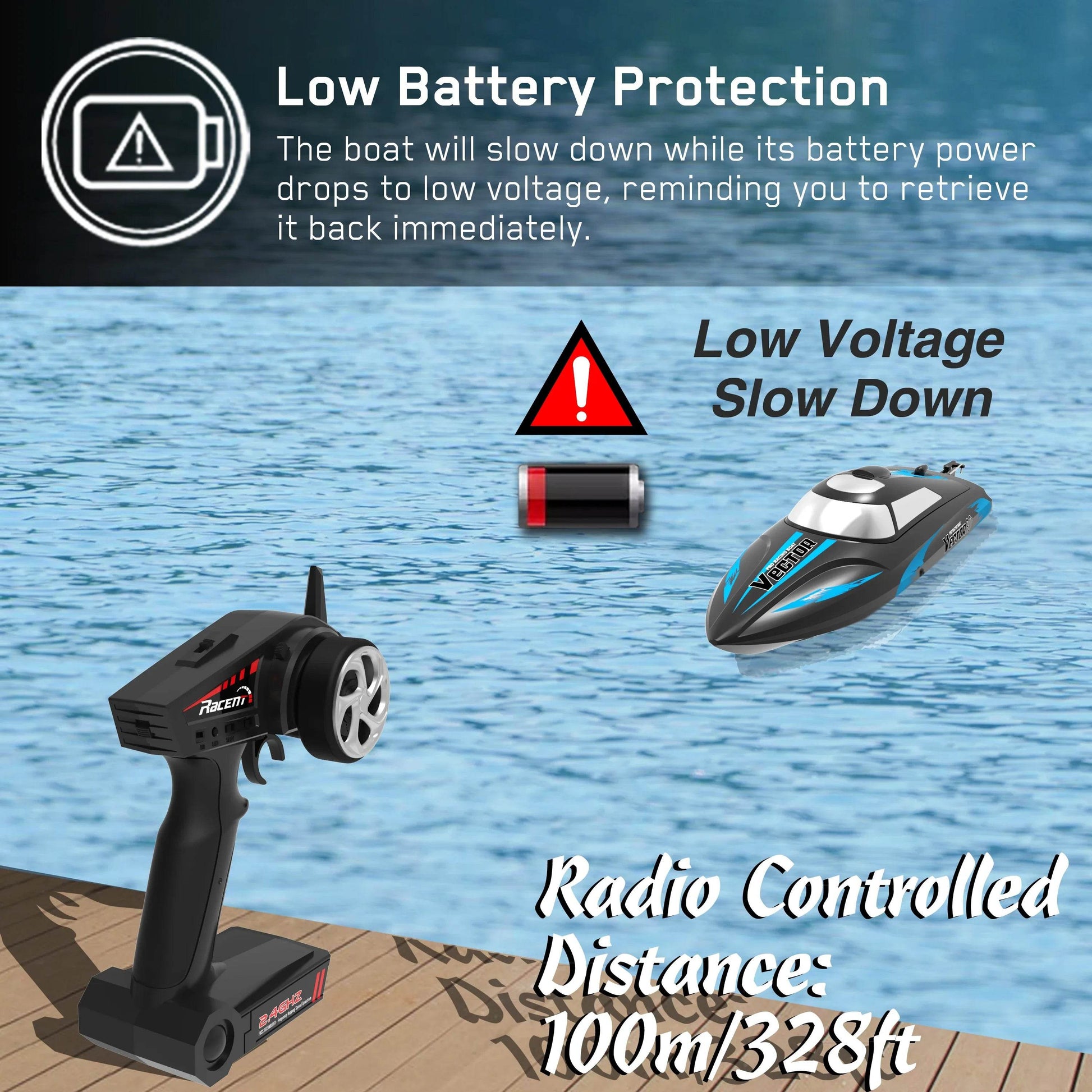 RC High-Performance Waterproof Electric RC Speedboat for Kids - 2.4GHz Remote Control Racing Boat Birthday Gift for Boys - ToylandEU