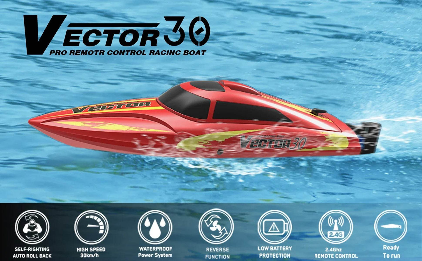 RC High-Performance Waterproof Electric RC Speedboat for Kids - 2.4GHz Remote Control Racing Boat Birthday Gift for Boys - ToylandEU