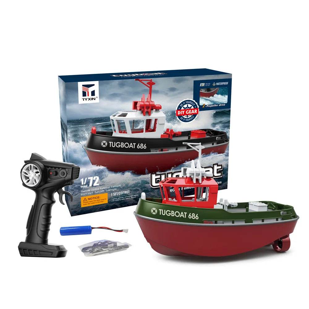 RC High-Power 1:72 Dual Motor Remote Control Tugboat 686 - 2.4GHz RC Fun - ToylandEU