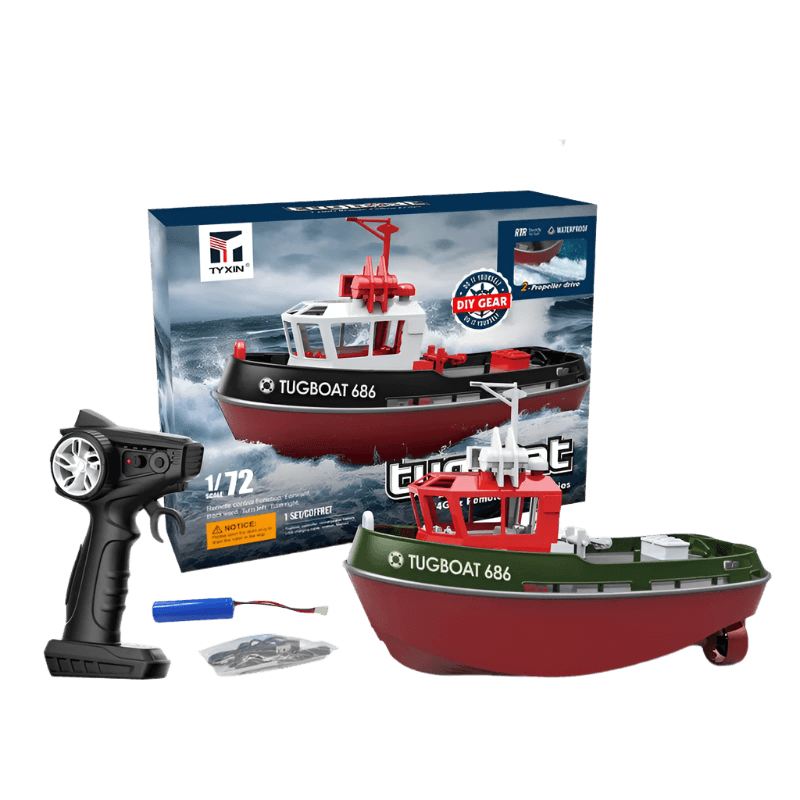 RC High-Power 1:72 Dual Motor Remote Control Tugboat 686 - 2.4GHz RC Fun - ToylandEU