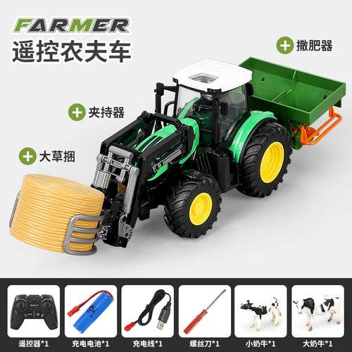 Carro de brinquedo trator agrícola de controle remoto de alta qualidade 1:16 RC com luzes LED e recursos realistas - ToylandEU