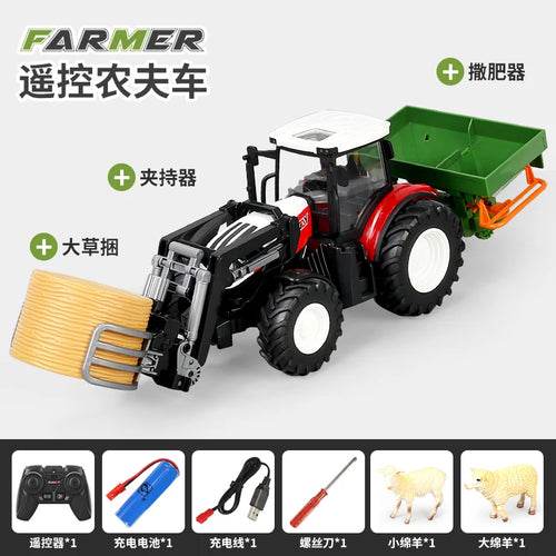 Carro de brinquedo trator agrícola de controle remoto de alta qualidade 1:16 RC com luzes LED e recursos realistas - ToylandEU