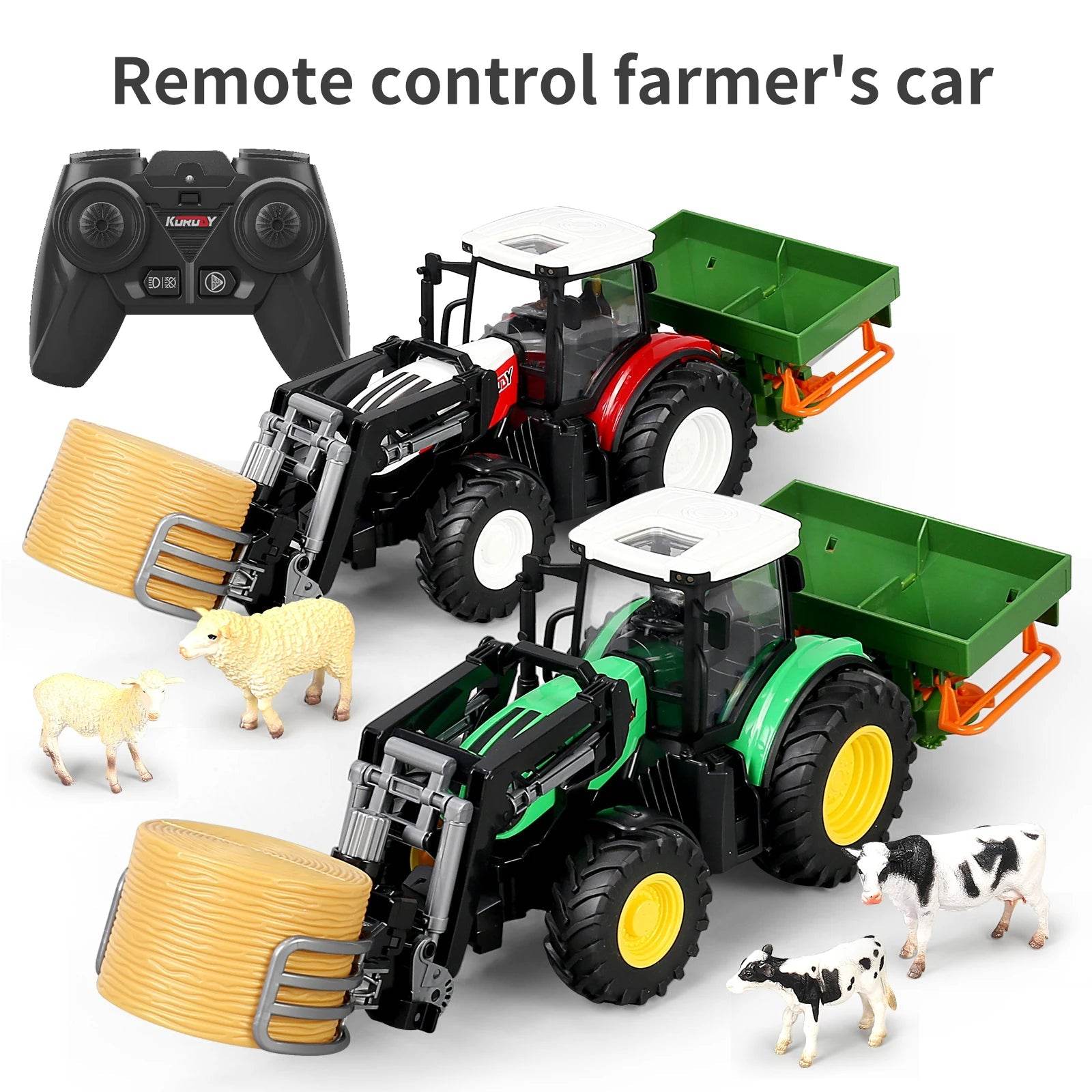 Carro de brinquedo trator agrícola de controle remoto de alta qualidade 1:16 RC com luzes LED e recursos realistas - ToylandEU
