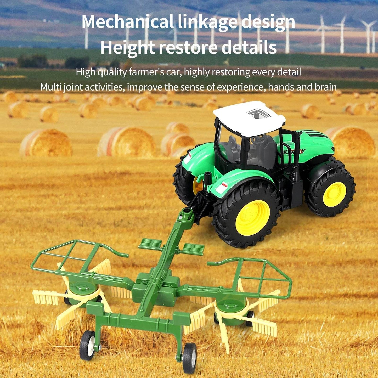 Carro de brinquedo trator agrícola de controle remoto de alta qualidade 1:16 RC com luzes LED e recursos realistas - ToylandEU