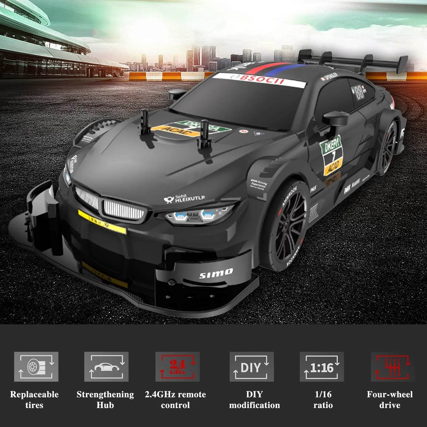 RC High-Speed 1:16 RC Drift Car - 4WD Remote Control with Long Battery Life - ToylandEU