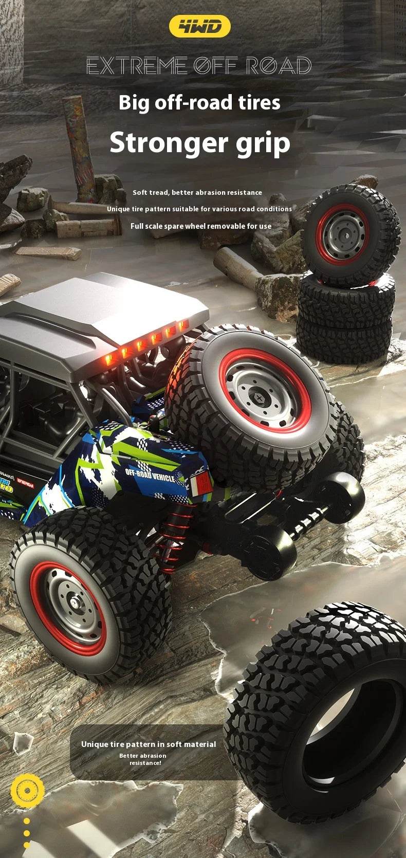 RC High-Speed 1/16 Scale Brushless Electric RC Off-Road Car for Kids and Boys - ToylandEU