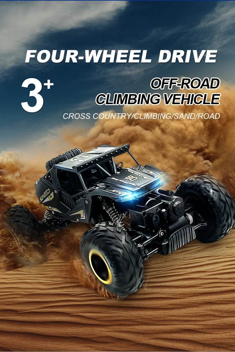 RC High-Speed 2.4G Alloy Off-Road RC Car with Lights and Rechargeable Battery - ToylandEU