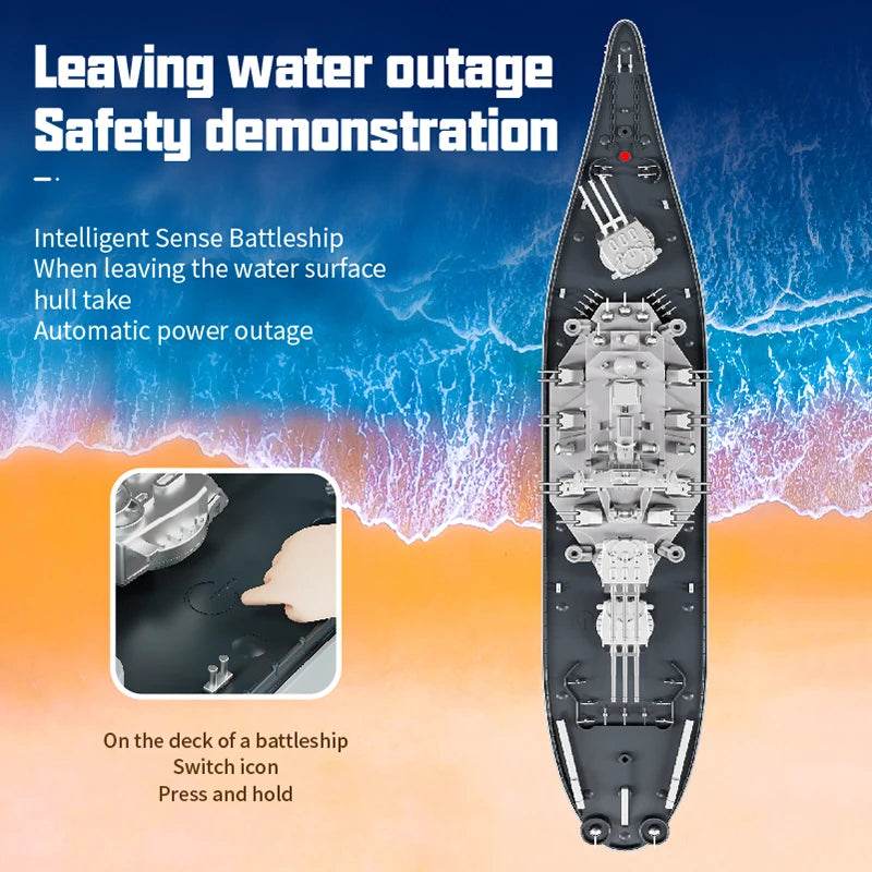 RC High-Speed 2.4G Remote Control Battleship with Dual Motors and Lights - ToylandEU