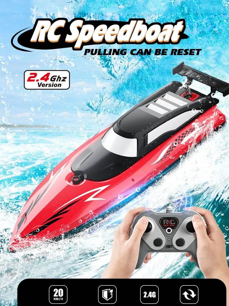 RC High-Speed 2.4G Remote Control Electric Toy Boat with Dual Spiral Pulp Charging - ToylandEU