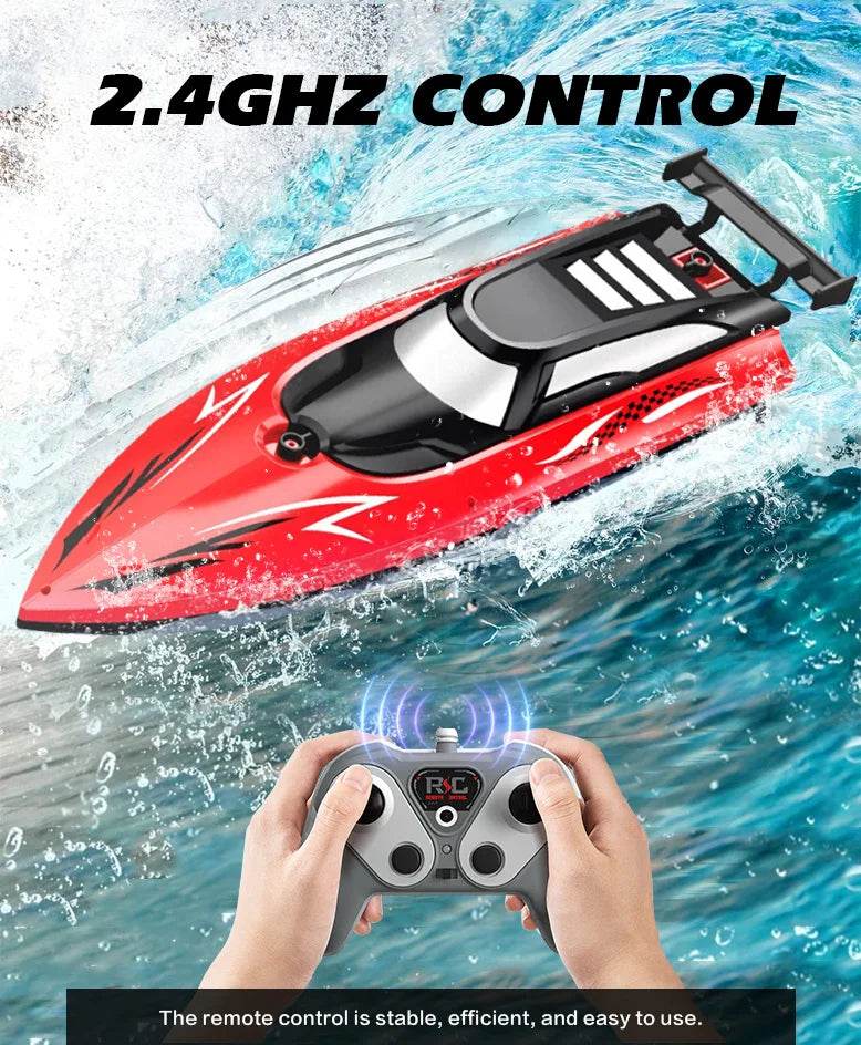 RC High-Speed 2.4G Remote Control Electric Toy Boat with Dual Spiral Pulp Charging - ToylandEU