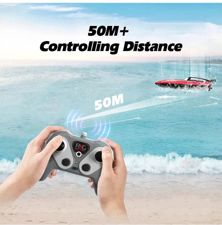 RC High-Speed 2.4G Remote Control Electric Toy Boat with Dual Spiral Pulp Charging - ToylandEU