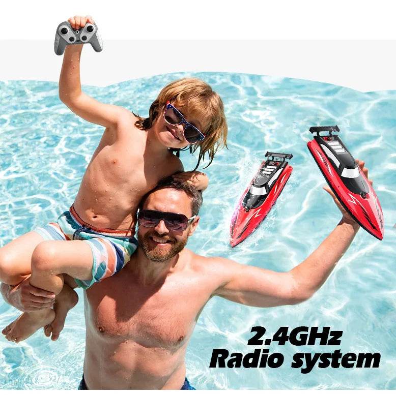 RC High-Speed 2.4G Remote Control Electric Toy Boat with Dual Spiral Pulp Charging - ToylandEU