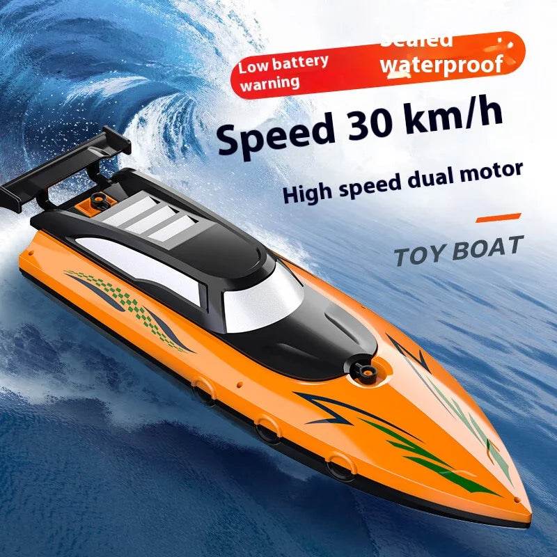 RC High-Speed 2.4G Remote Control Electric Toy Boat with Dual Spiral Pulp Charging - ToylandEU