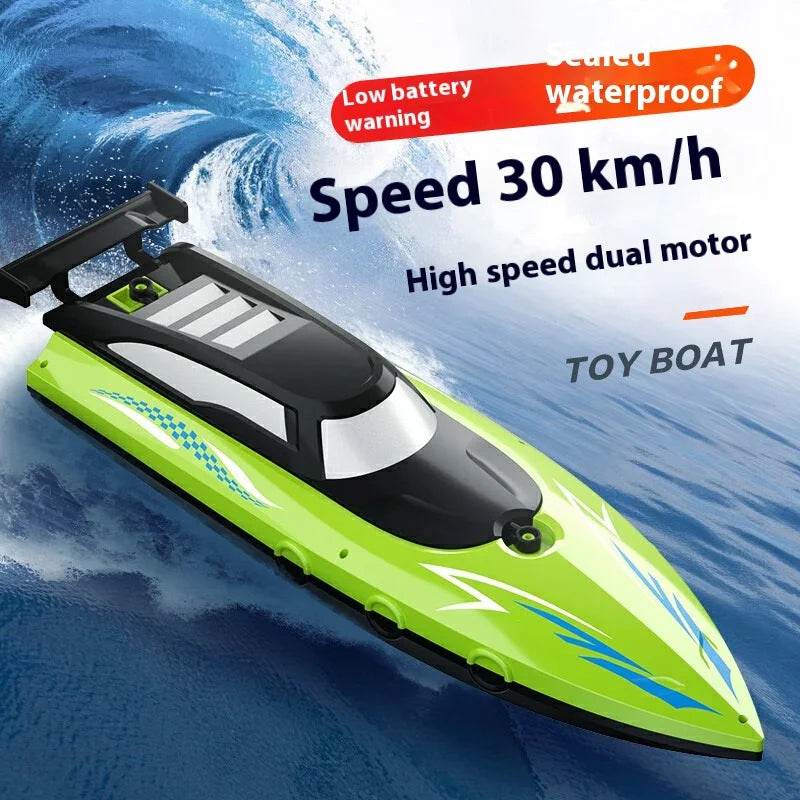 RC High-Speed 2.4G Remote Control Electric Toy Boat with Dual Spiral Pulp Charging - ToylandEU