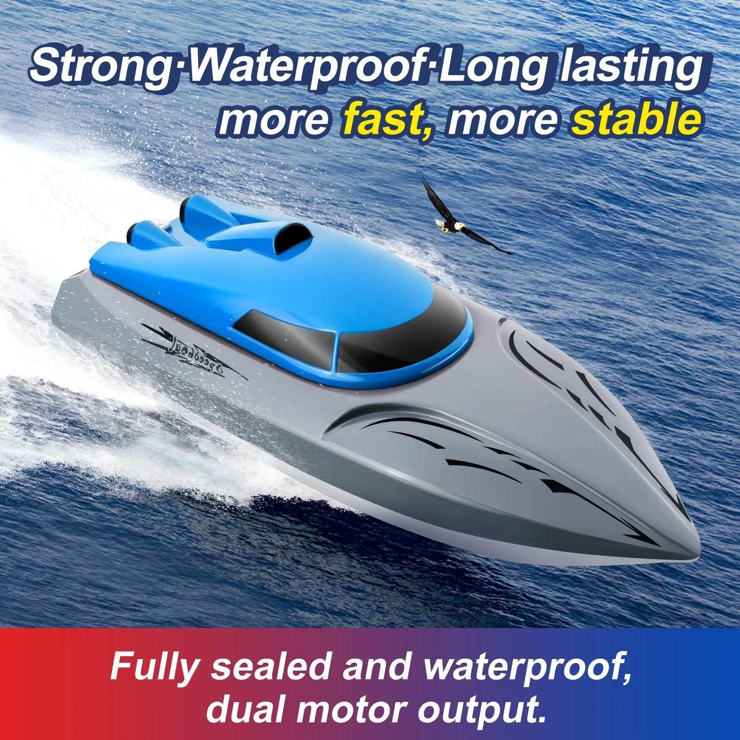 RC High-Speed 2.4G Remote Control RC Boat - 20km/h Rechargeable Waterproof Toy for Kids - ToylandEU