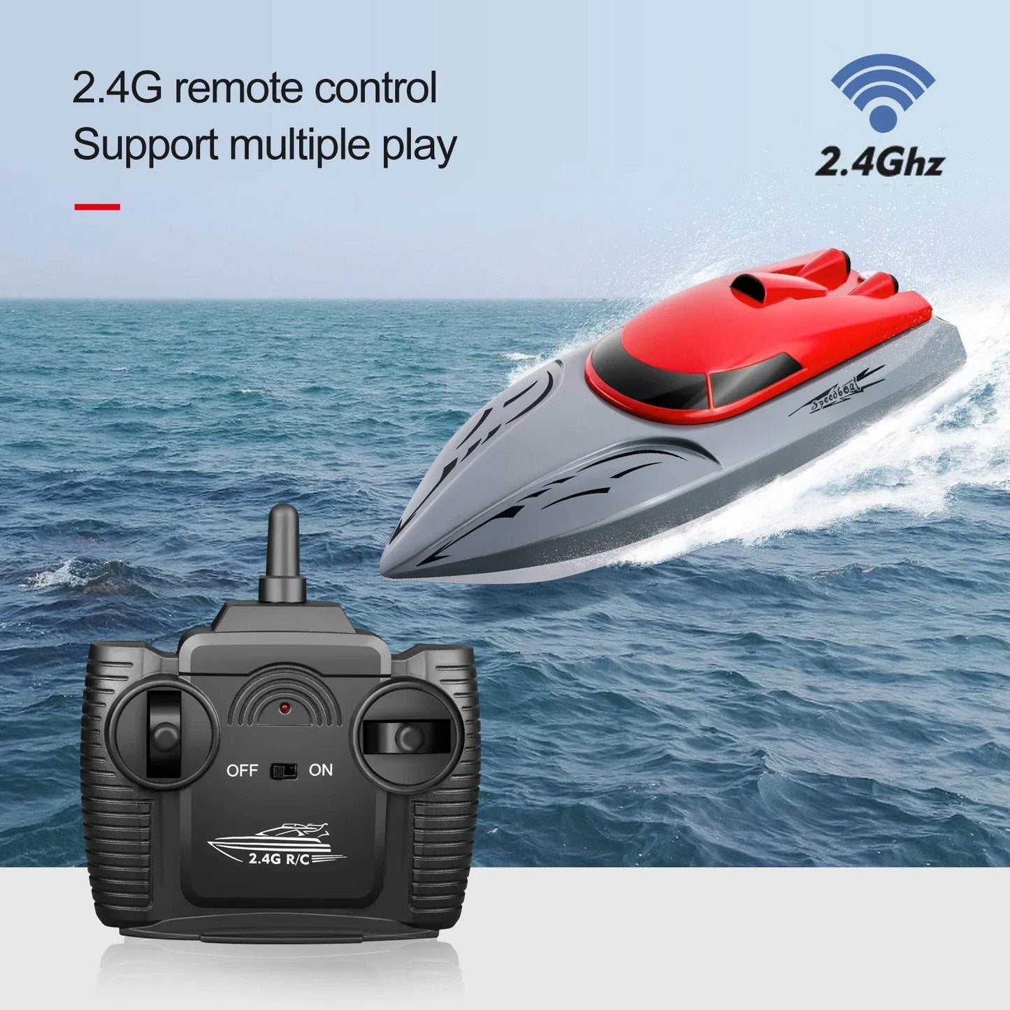 RC High-Speed 2.4G Remote Control RC Boat - 20km/h Rechargeable Waterproof Toy for Kids - ToylandEU