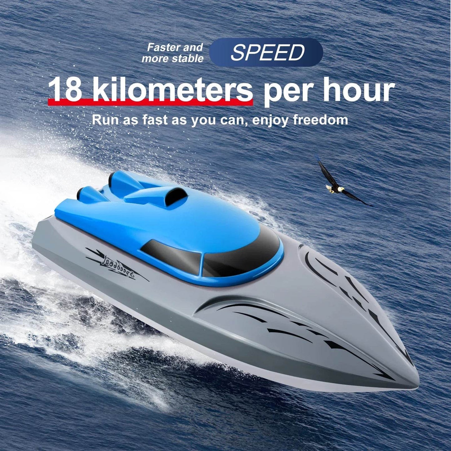 RC High-Speed 2.4G Remote Control RC Boat - 20km/h Rechargeable Waterproof Toy for Kids - ToylandEU