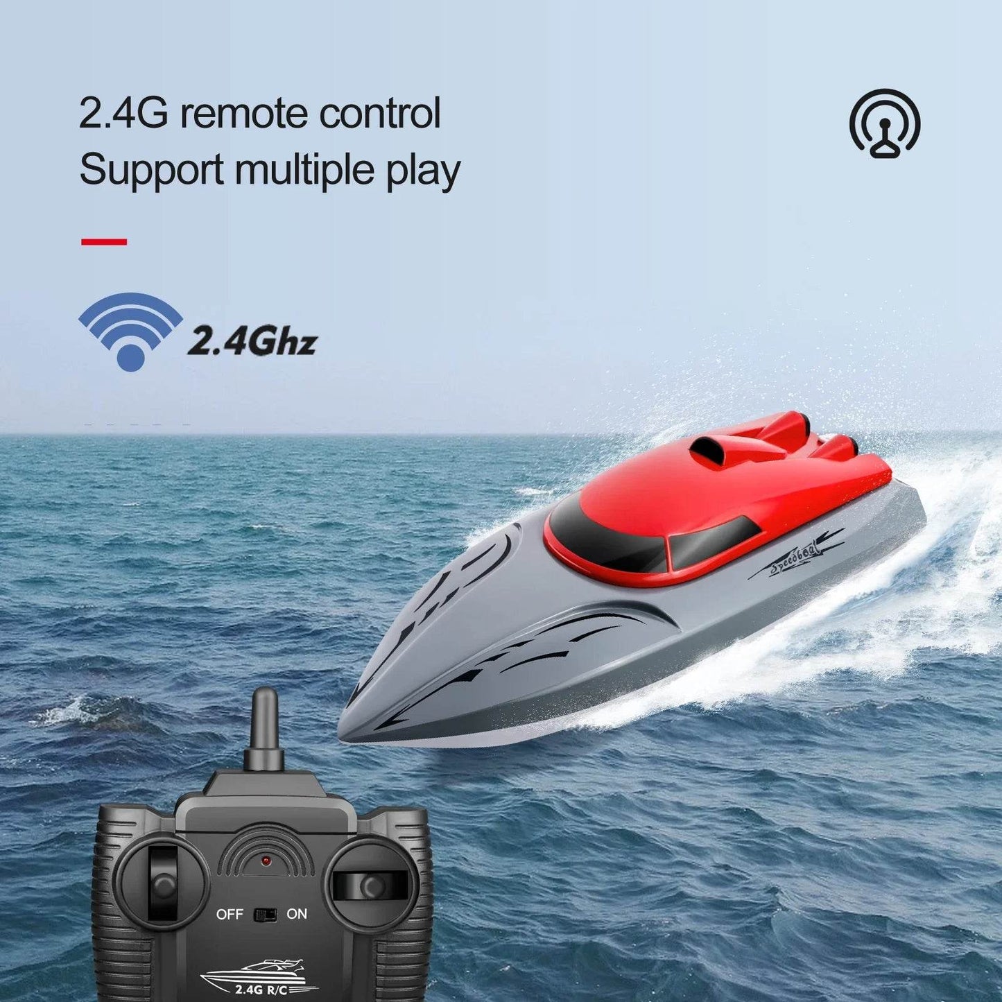 RC High-Speed 2.4G Remote Control RC Boat - 20km/h Rechargeable Waterproof Toy for Kids - ToylandEU