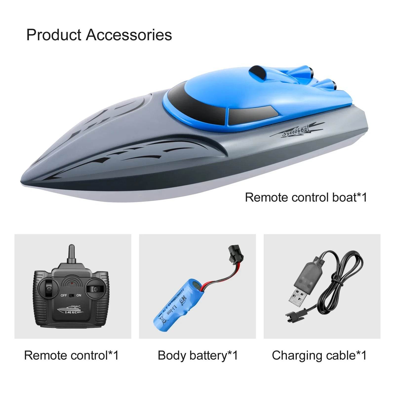 RC High-Speed 2.4G Remote Control RC Boat - 20km/h Rechargeable Waterproof Toy for Kids - ToylandEU