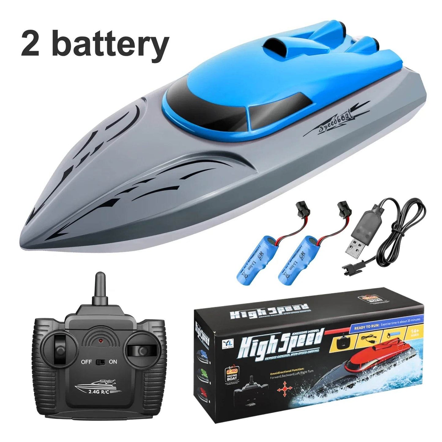 RC High-Speed 2.4G Remote Control RC Boat - 20km/h Rechargeable Waterproof Toy for Kids - ToylandEU