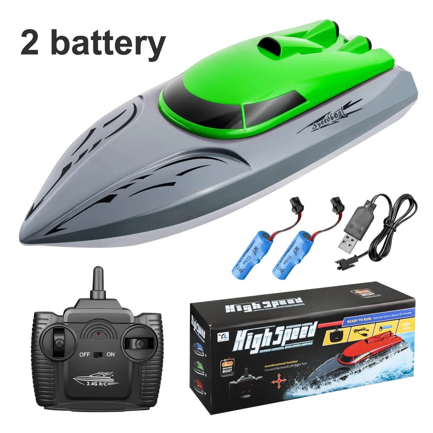 RC High-Speed 2.4G Remote Control RC Boat - 20km/h Rechargeable Waterproof Toy for Kids - ToylandEU